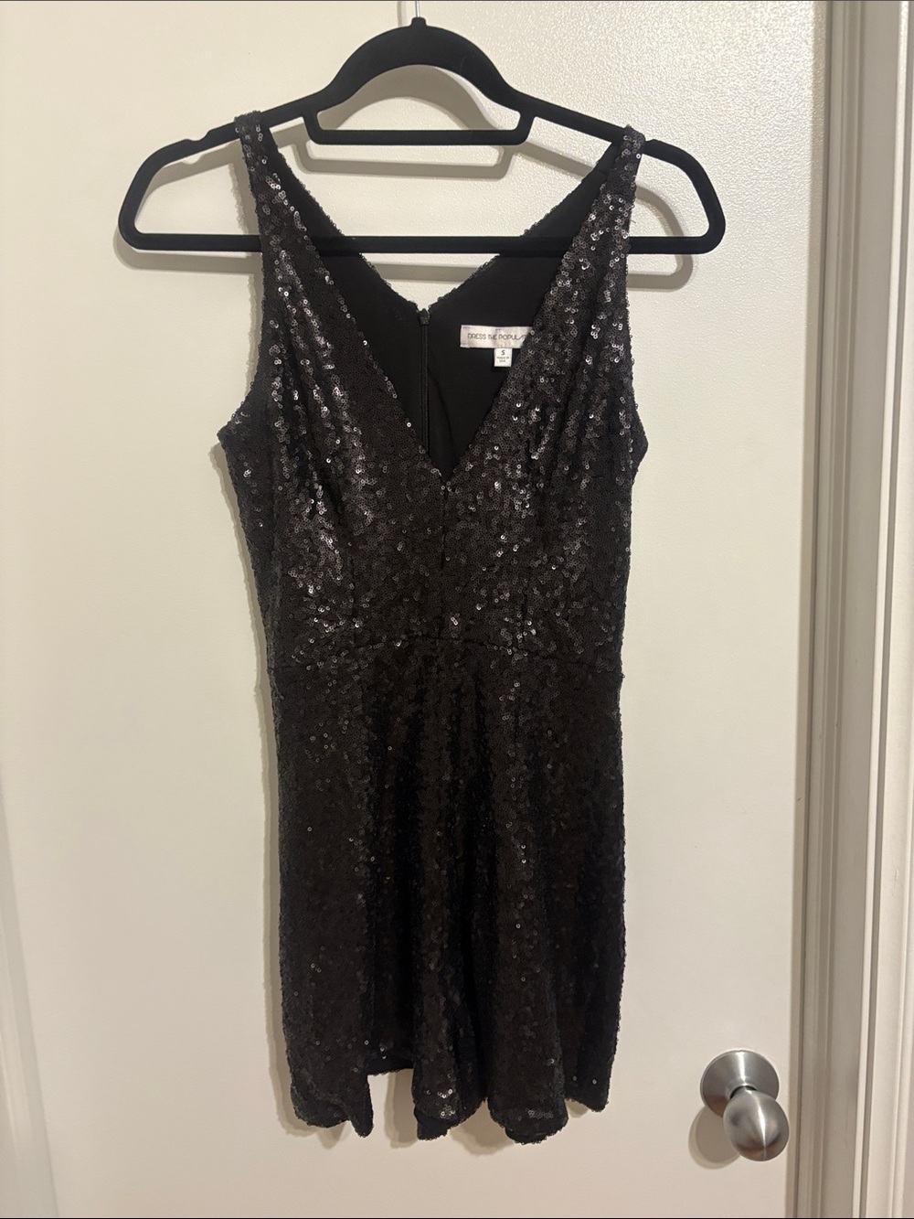 Dress the Population Black Sequin V-Neck Romper